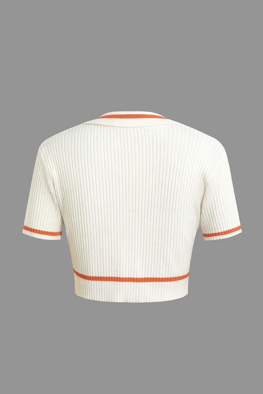 Ribbed Knit Polo Top And Pleated Skirt Set