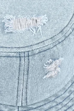 Ripped Frayed Denim Bucket Hat