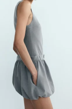 Round Neck Patchwork Sleeveless Mini Dress