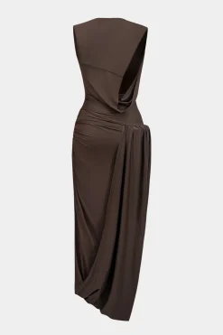 Ruched Asymmetrical Maxi Dress