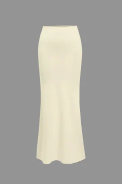 Ruched Bell Sleeve Top And Skirt Set