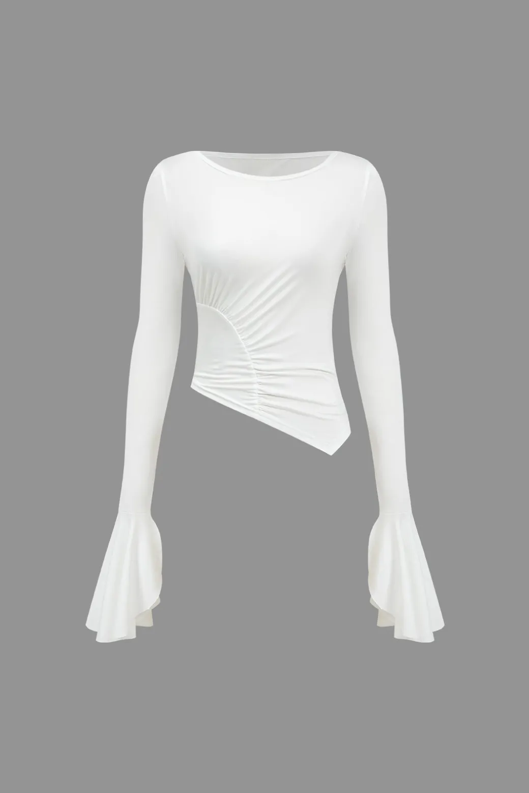 Ruched Bell Sleeve Top And Skirt Set