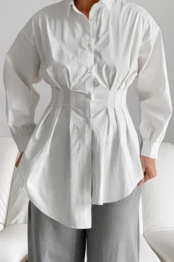 Ruched Button Long-Sleeve Shirt