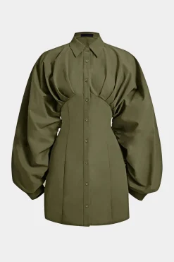 Ruched Button Long-Sleeve Shirt