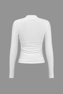 Ruched Crossover Long Sleeve Top