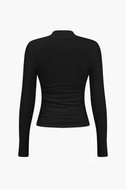 Ruched Crossover Long Sleeve Top