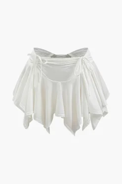 Ruched Drawstring Asymmetric Mini Skirt