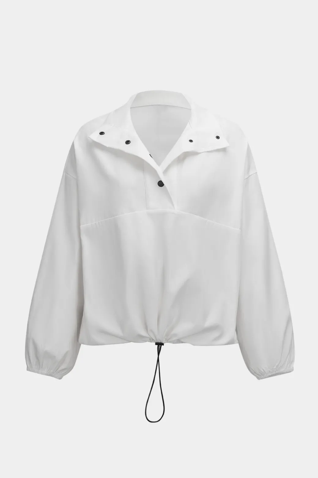 Ruched Drawstring Button Long-Sleeve Top And Shorts Set