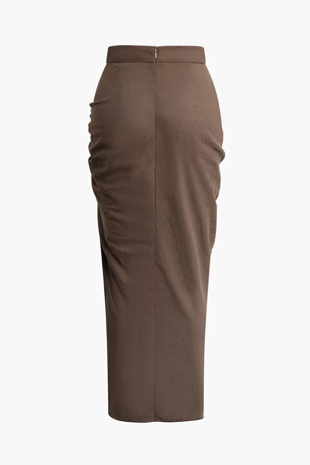 Ruched Drawstring Split Skirt