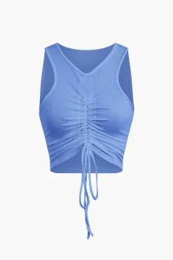 Ruched Drawstring Tank Top And Mermaid Maxi Skirt Set