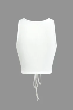 Ruched Drawstring Tank Top And Mermaid Maxi Skirt Set