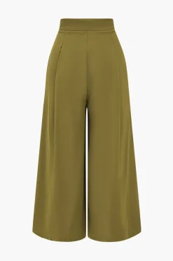 Ruched High-Waisted Wide Leg Trousers