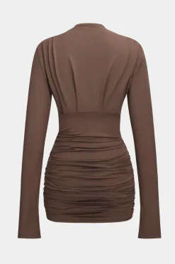 Ruched Long Sleeve Mini Dress
