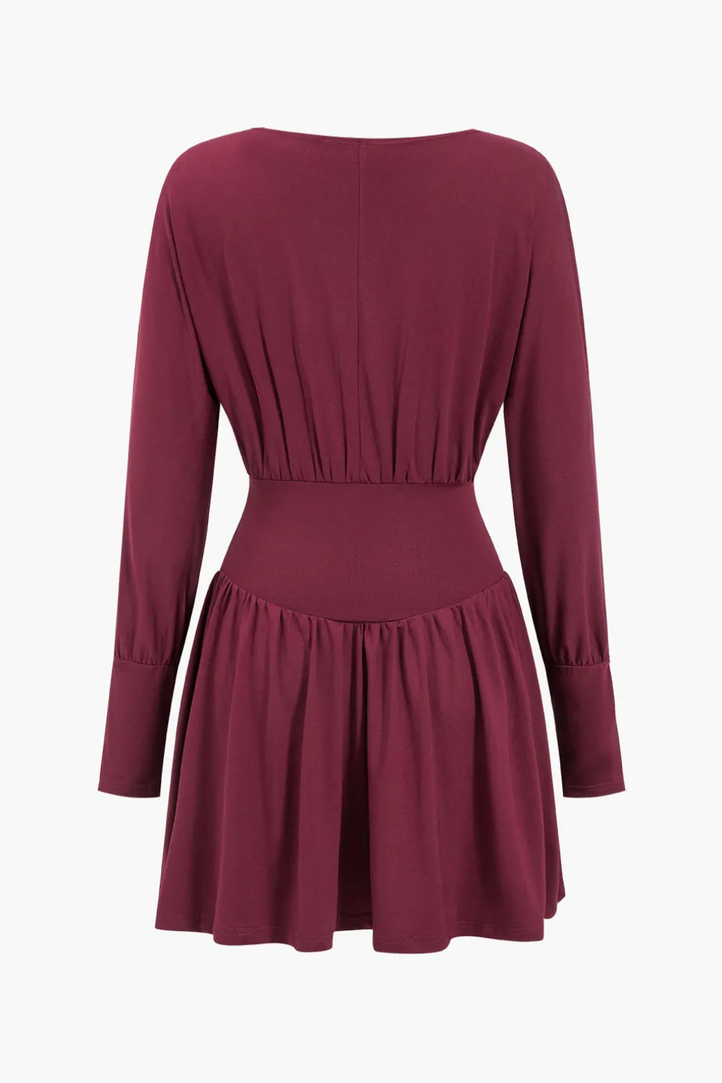 Ruched Long Sleeve Retro Mini Dress