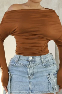 Ruched Long-Sleeve Top