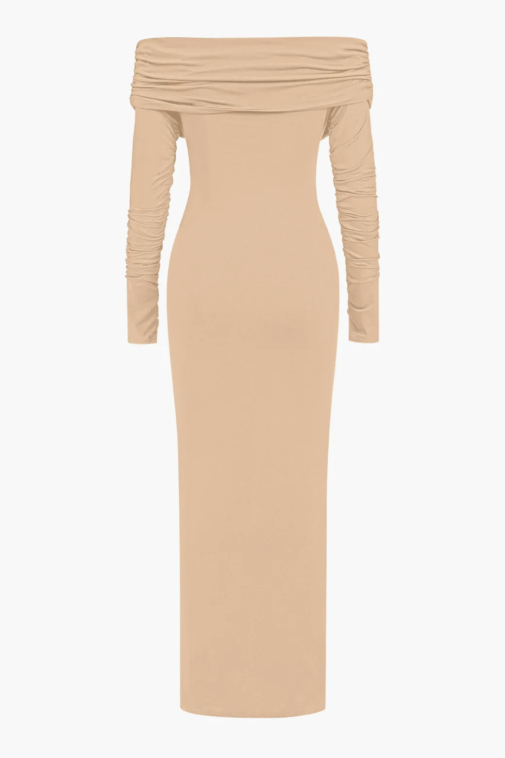 Ruched Off Shoulder Drape Detail Maxi Dress