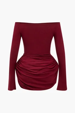 Ruched Off Shoulder Mini Dress