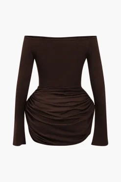 Ruched Off Shoulder Mini Dress