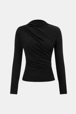 Ruched Pleated Design Long Sleeve T-Shirt