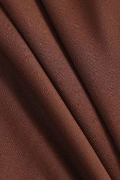 Ruched Round Neck Long-Sleeve Midi Dress