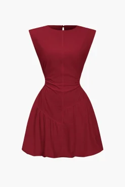 Ruched Sleeveless Mini Dress