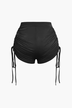 Ruched Sleeveless Top and Drawstring Shorts Set