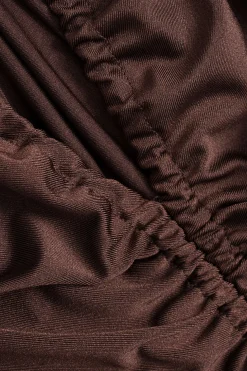 Ruched V-Neck Long Sleeve Maxi Dress