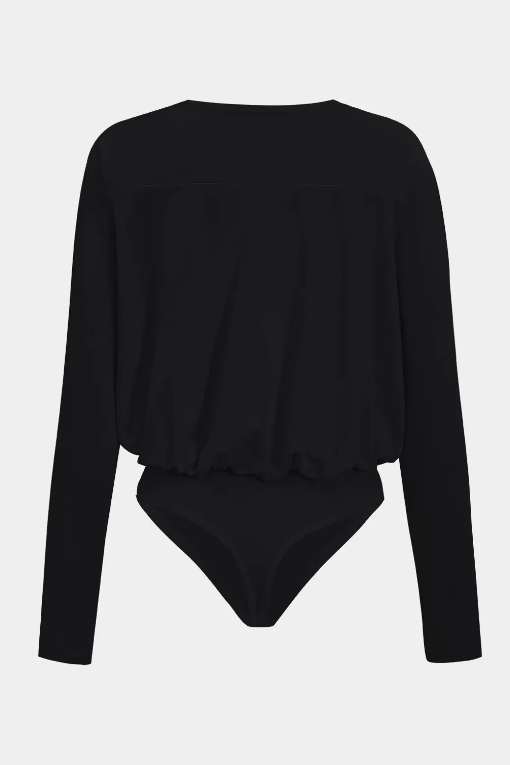Ruched V-Neck Long Sleeve Bodysuit