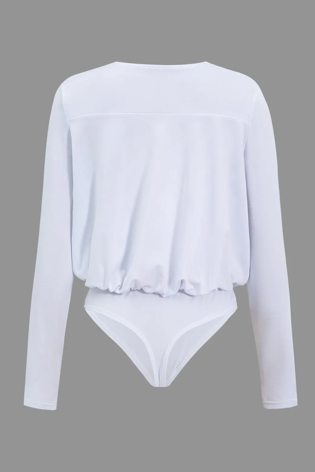 Ruched V-Neck Long Sleeve Bodysuit