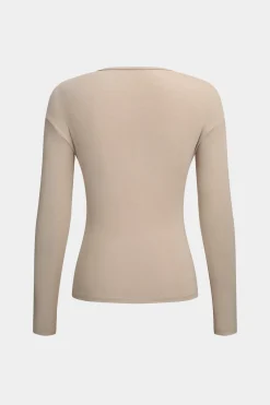 Ruched V-Neck Long-Sleeve Top