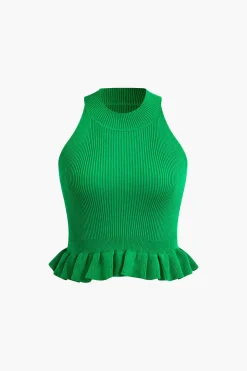 Ruffle Hem Knit Tank Top