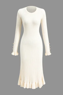 Ruffle Hem Sweater Midi Dress