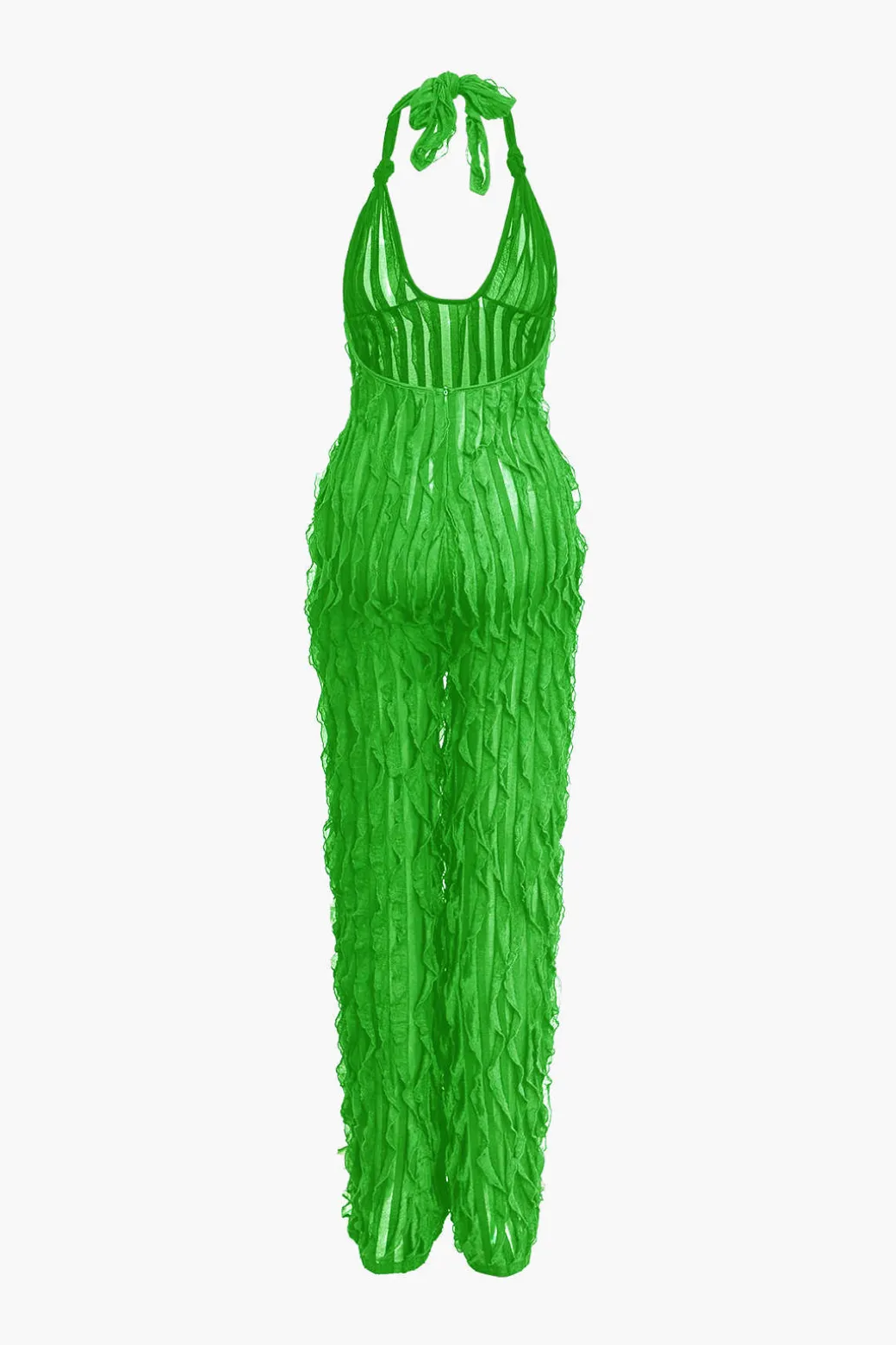 Ruffle Knot Halter Backless Jumpsuit