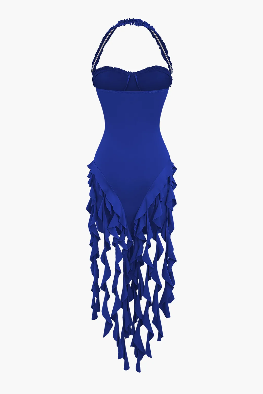 Ruffle Tassel Halter Bustier Mini Dress