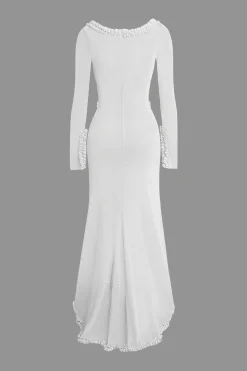 Ruffle Trim Ruched Cut Out Maxi Dress