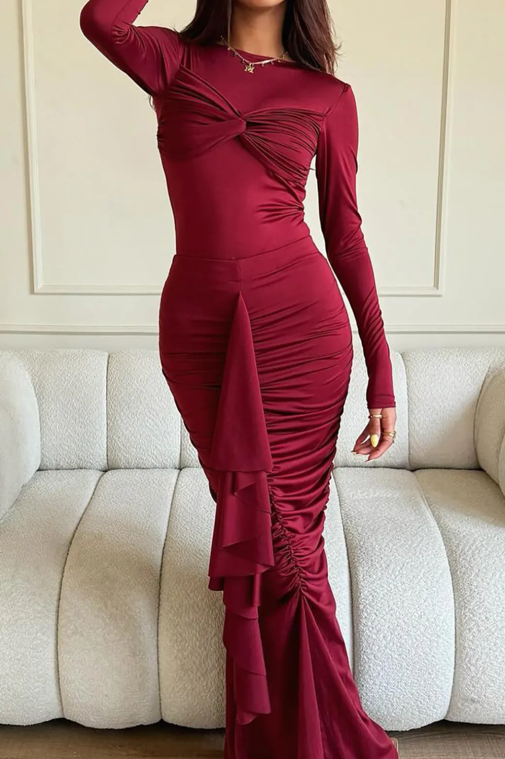 Ruffle Twist Maxi Dress