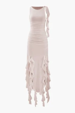 Ruffled Hem Slit Maxi Dress