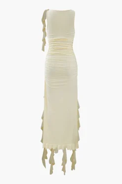 Ruffled Hem Slit Maxi Dress