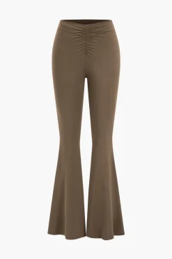 Ruffled Long Sleeve Top And Flared Trouser Set