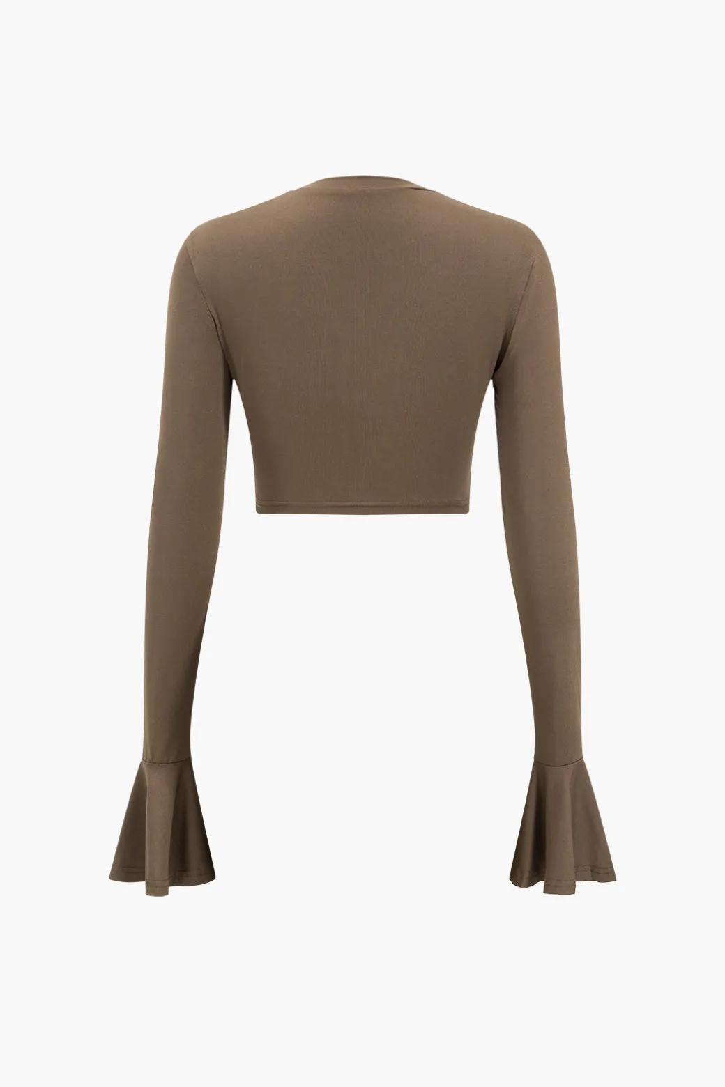 Ruffled Long Sleeve Top And Flared Trouser Set