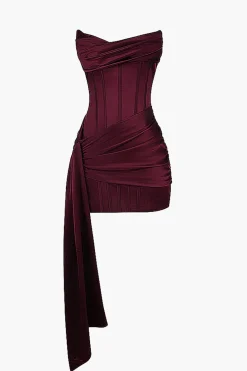 Satin Asymmetrical Sleeveless Mini Dress