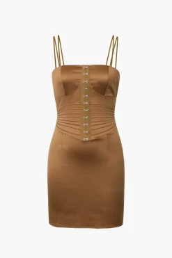 Satin Bustier Tight Waist Mini Dress