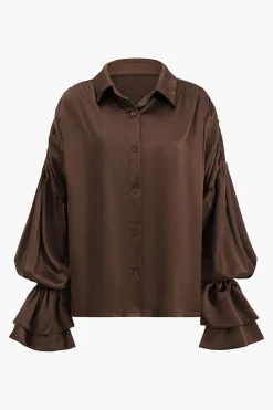 Satin Button Long-Sleeve Shirt