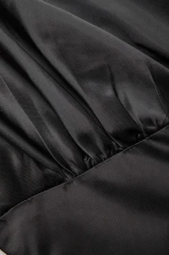 Satin Button Ruched Mini Dress
