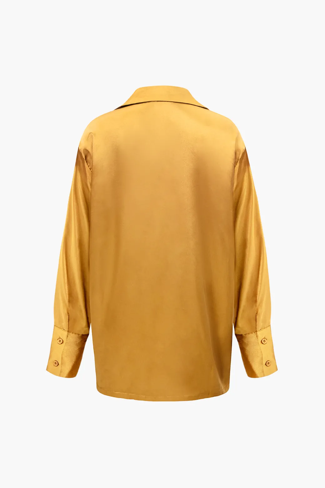 Satin Button Up Long Sleeve Shirt And Pants Set
