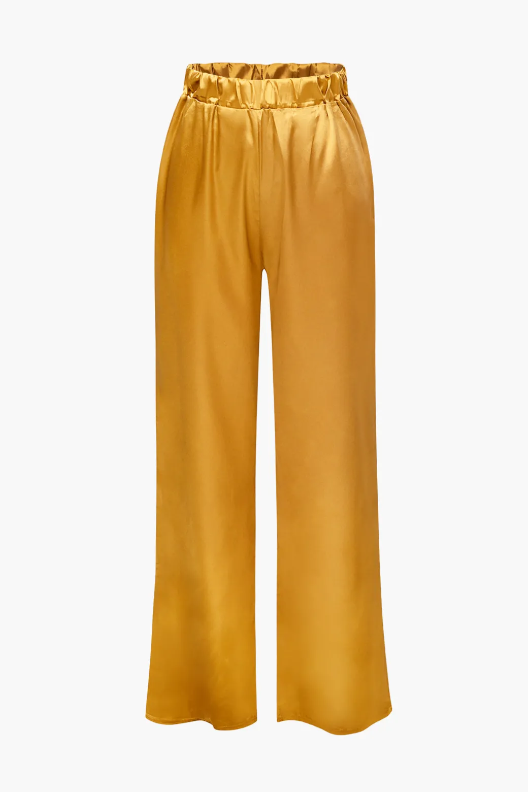 Satin Button Up Long Sleeve Shirt And Pants Set