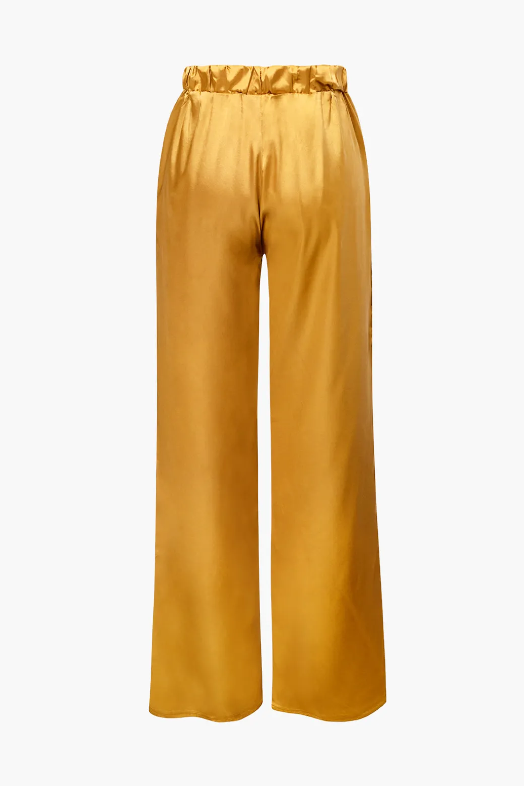 Satin Button Up Long Sleeve Shirt And Pants Set