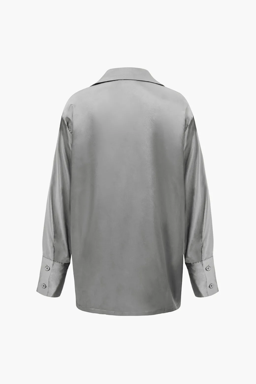 Satin Button Up Long Sleeve Shirt And Pants Set