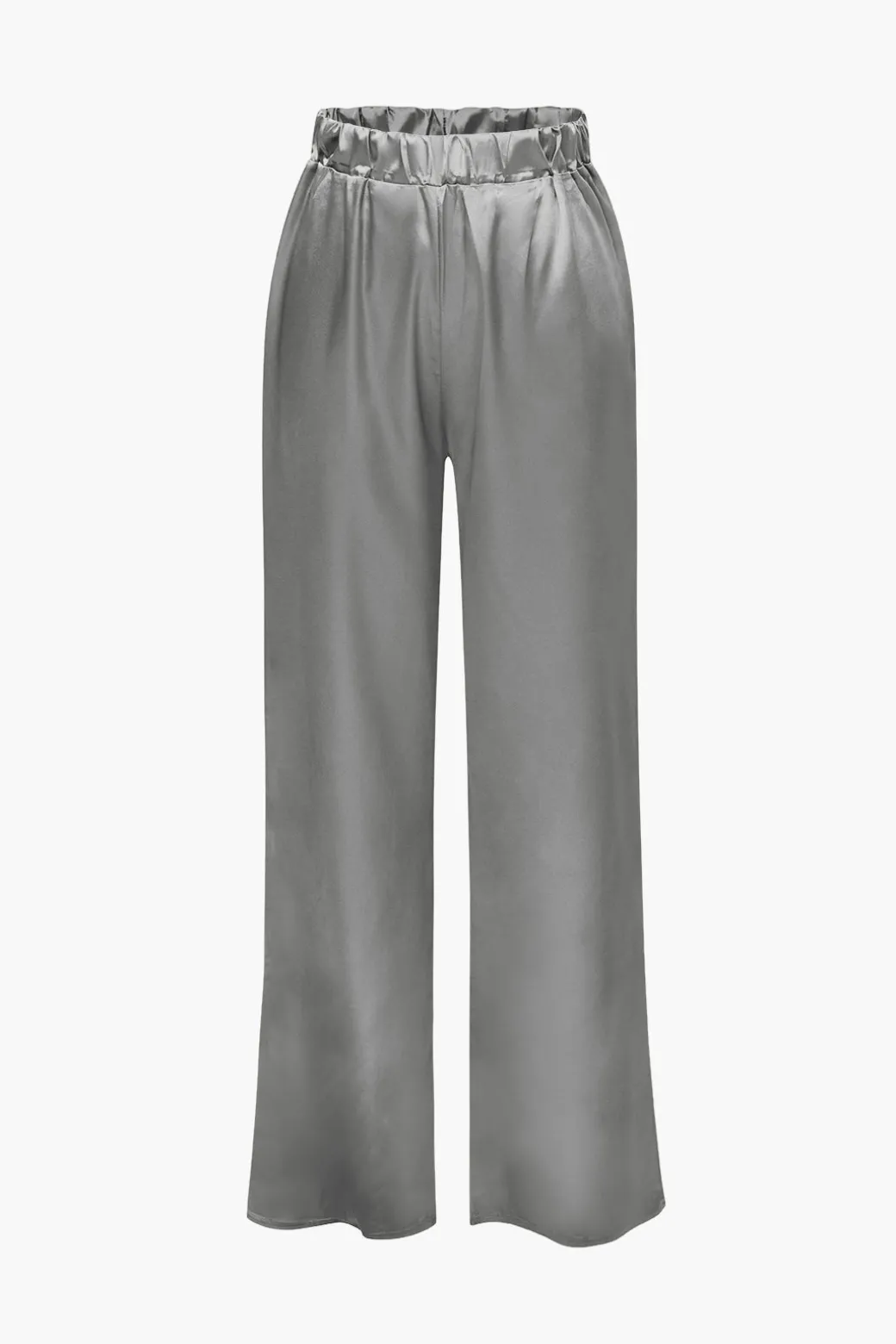 Satin Button Up Long Sleeve Shirt And Pants Set