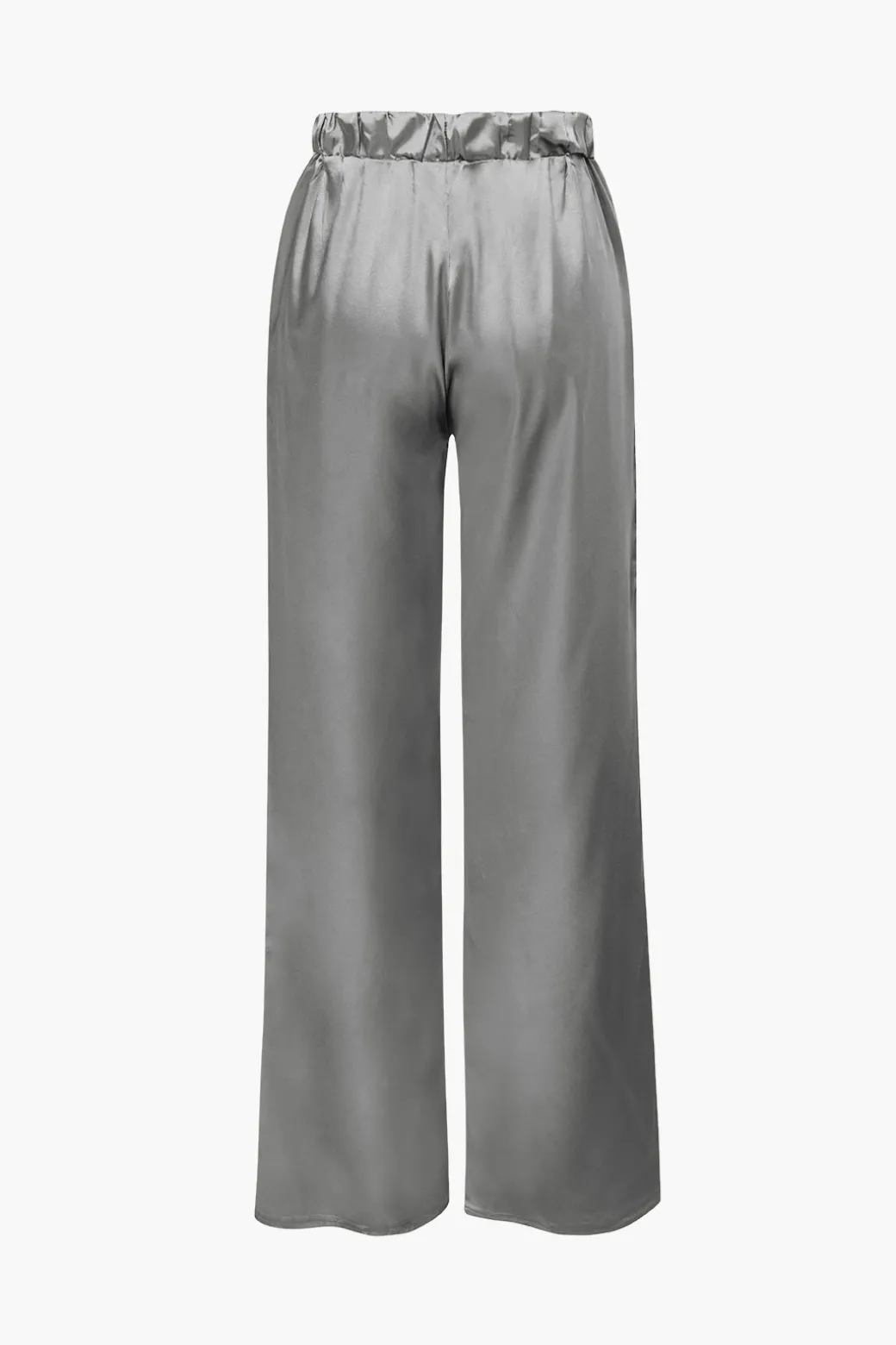 Satin Button Up Long Sleeve Shirt And Pants Set